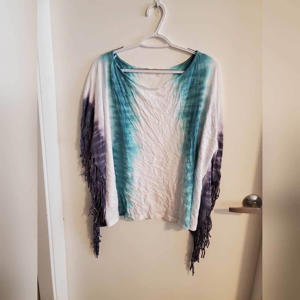 Free People Boxy Short Sleeve Tee With Fringe